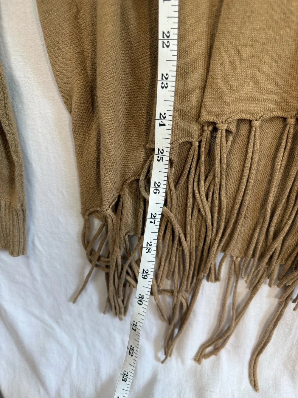 Michael Kors Fringe Hem Cowl Neck Sweater Oversized Fit - Camel Size Smallaa